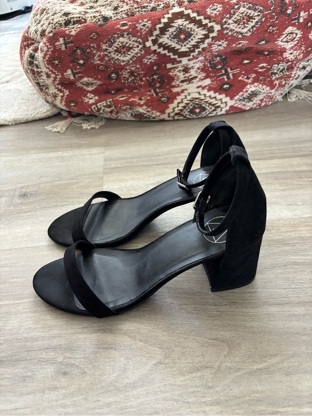 Missguided Black Block Heel with Ankle Strap
